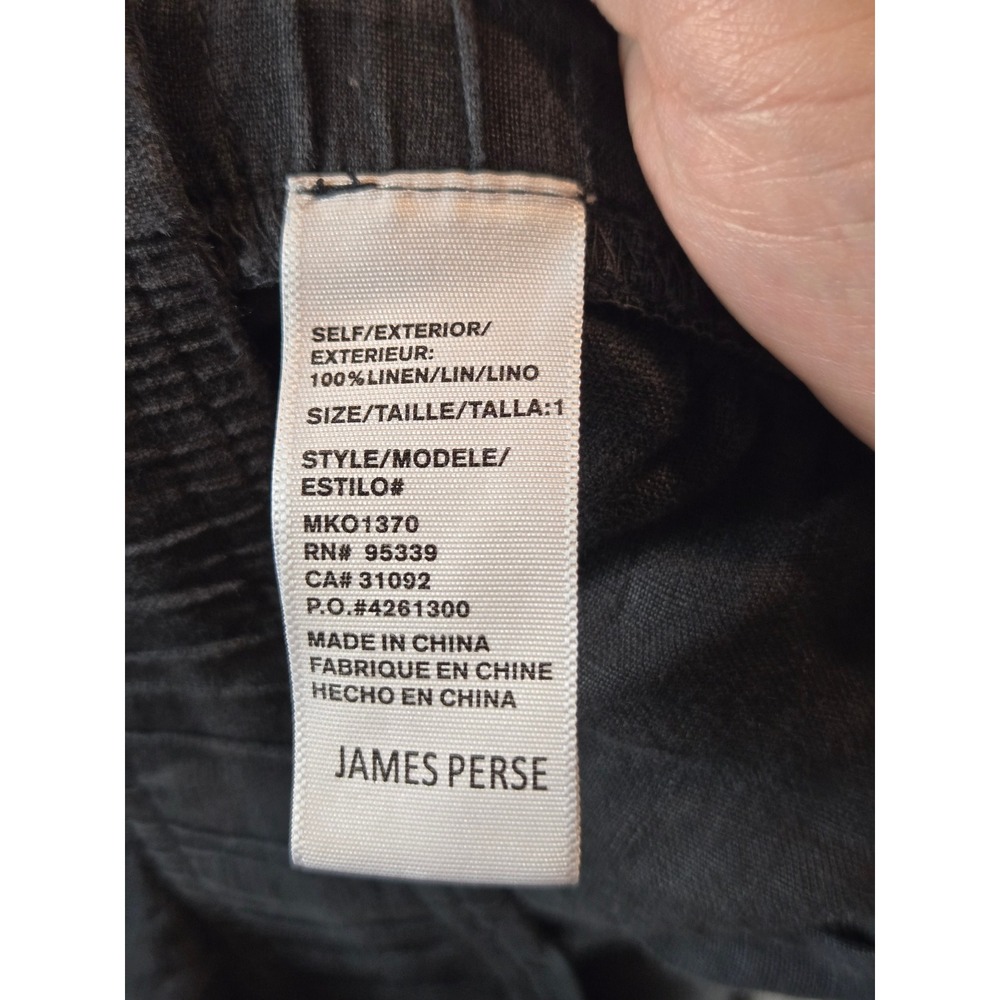James Perse Pants Mens Small (1) Black 100% Linen Lightweight Minimalist MKO1370 - Picture 4 of 14